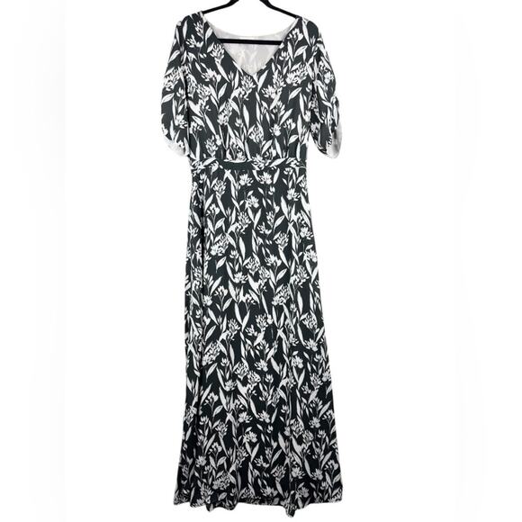 ModCloth Papier Film Festival Fete Short Sleeve Nature Print Maxi Dress Black 12 - Picture 5 of 15